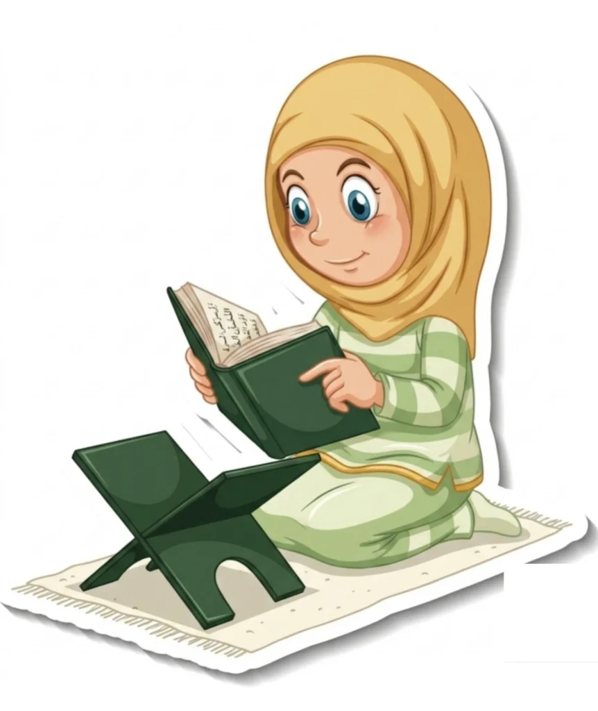 a girl reading Quran