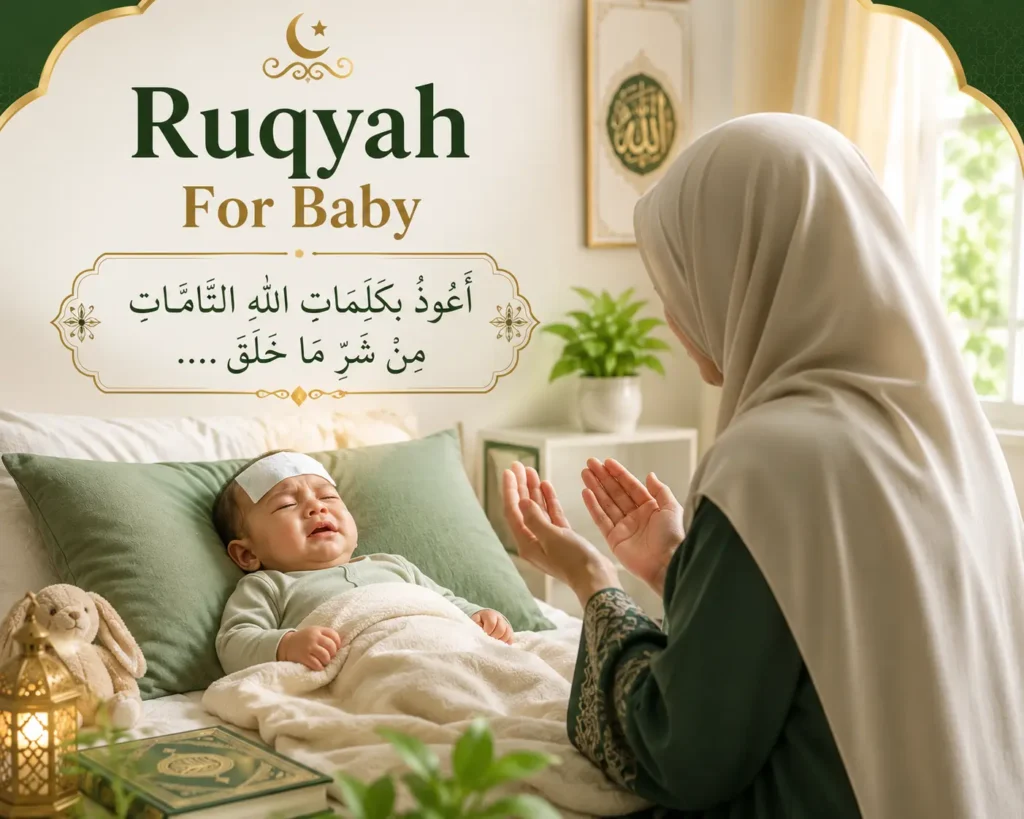 mother with sicl baby doing dua Ruqyah