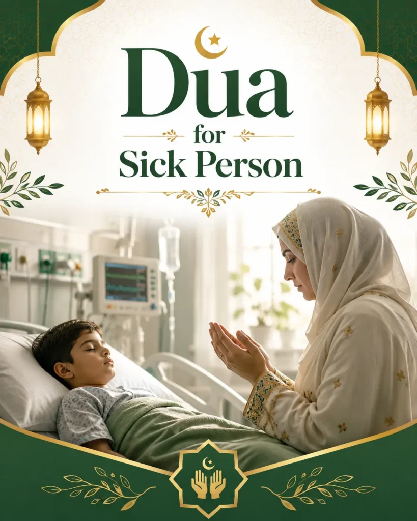 Mother reciting duas for sickness to go away for her sick son
