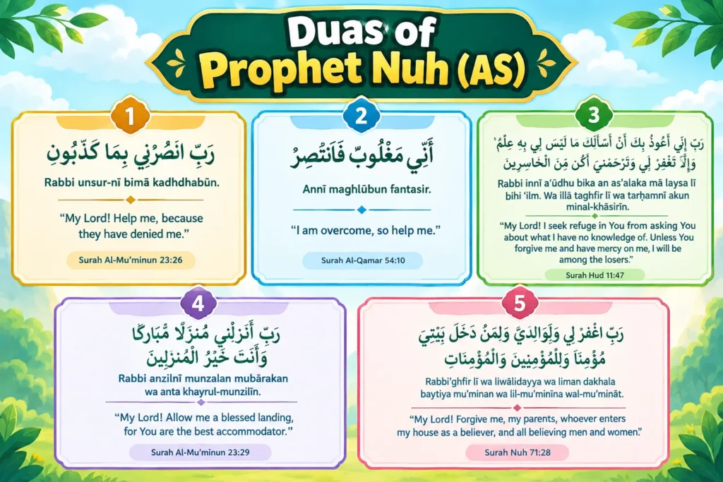 Quranic Duas of Prophet Nuh (AS) infographic