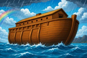 Prophet Nuh (AS) Ark sailing on the water