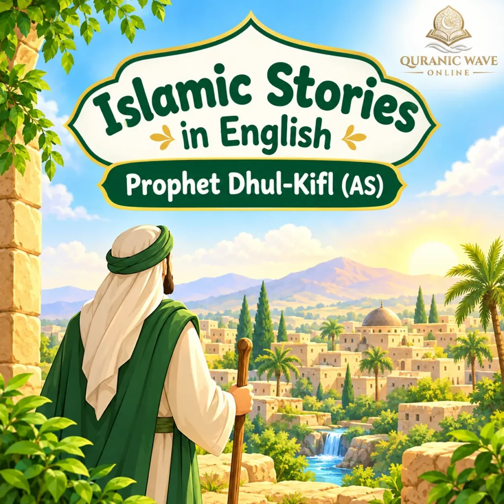 Cover image titled "Islamic Stories in English: Prophet Dhul-Kifl (AS)".