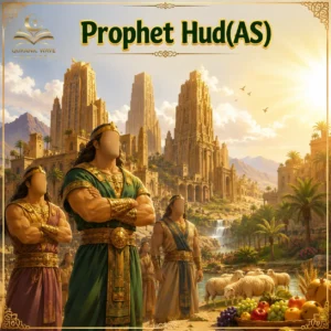 Prophet Hud AS teaching his people in the desert kids story illustration