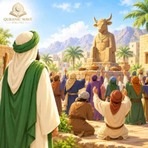 Prophet Ilyas (AS) speaking to his people against worshiping Ba'l, Islamic stories in English illustration