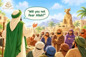 Prophet Ilyas (AS) asking his people Will you not fear Allah, Islamic stories in English illustration