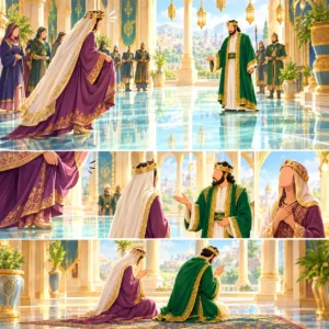 Queen of Saba receiving the letter from Prophet Sulaiman AS in her palace