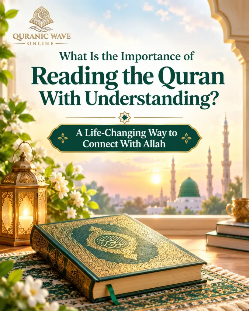 Importance of reading Quran with understanding illustrated with open Quran and translation