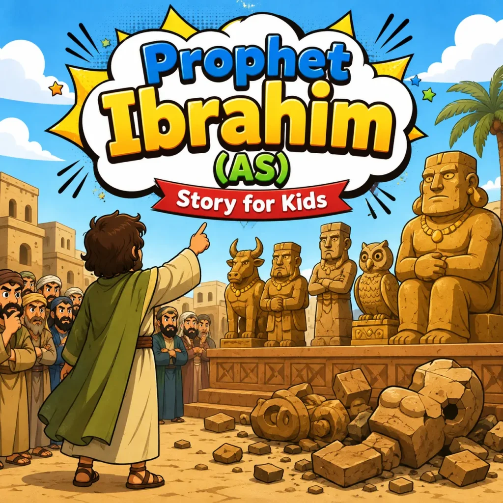Prophet Ibrahim (AS) Story for Kids illustrated title image