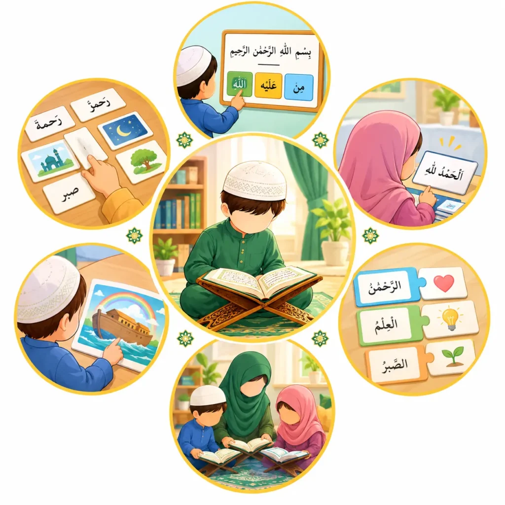 Interactive activities and games to teach quran to kids at home