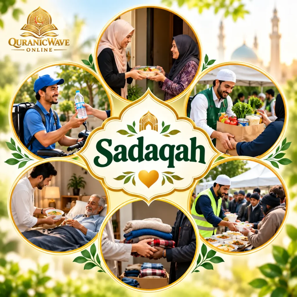 Illustration representing simple ways to give charity and everyday Sadaqah in Islam