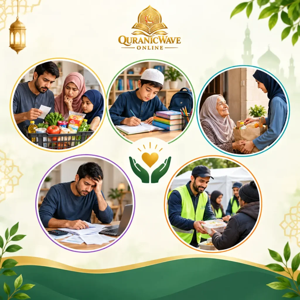 Illustration representing simple ways to give charity and everyday Sadaqah in Islam